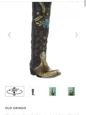 Old Gringo Full Bloom Black Knee-High Boot with Turquoise & Gold Accents